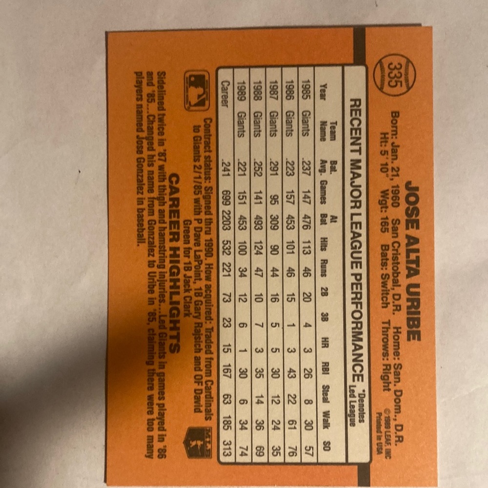 Baseball card
